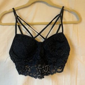 navy blue lace bralette